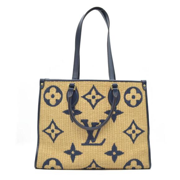 Louis Vuitton Handbags - Louis Vuitton Raffia Calfskin Monogram Giant Onthego MM Blue